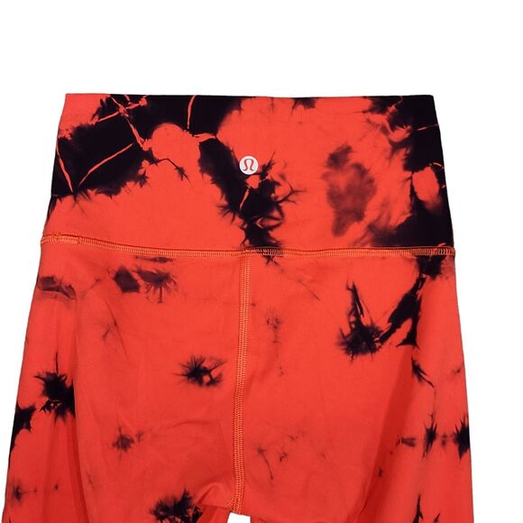 Lululemon Wunder Train HR Crop 21" Everlux Size 4 Tie‎ Dye Carnation Red Black - Picture 6 of 6